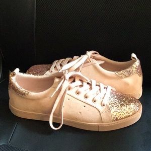 Pink suede and glitter never worn Aldo sneakers